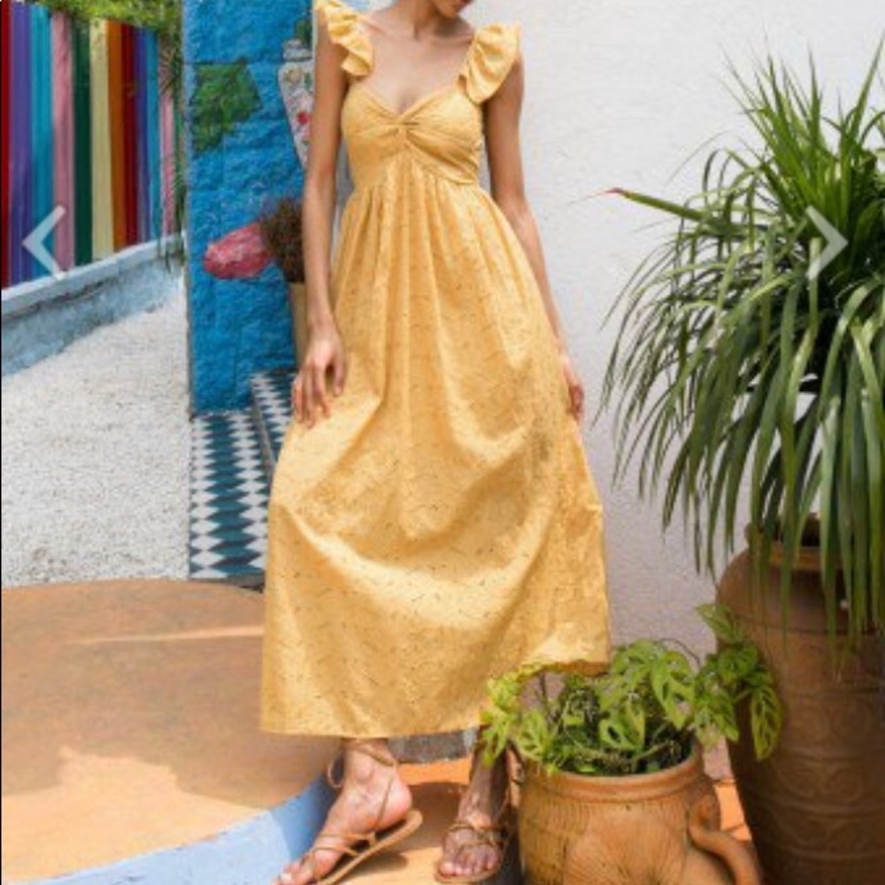 Eyelet Maxi Dress in Mustard
Size S-M